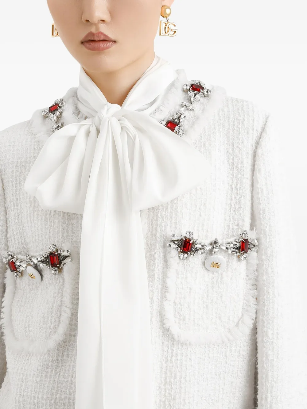 Dolce & Gabbana DNA tweed jack met enkele rij knopen Wit