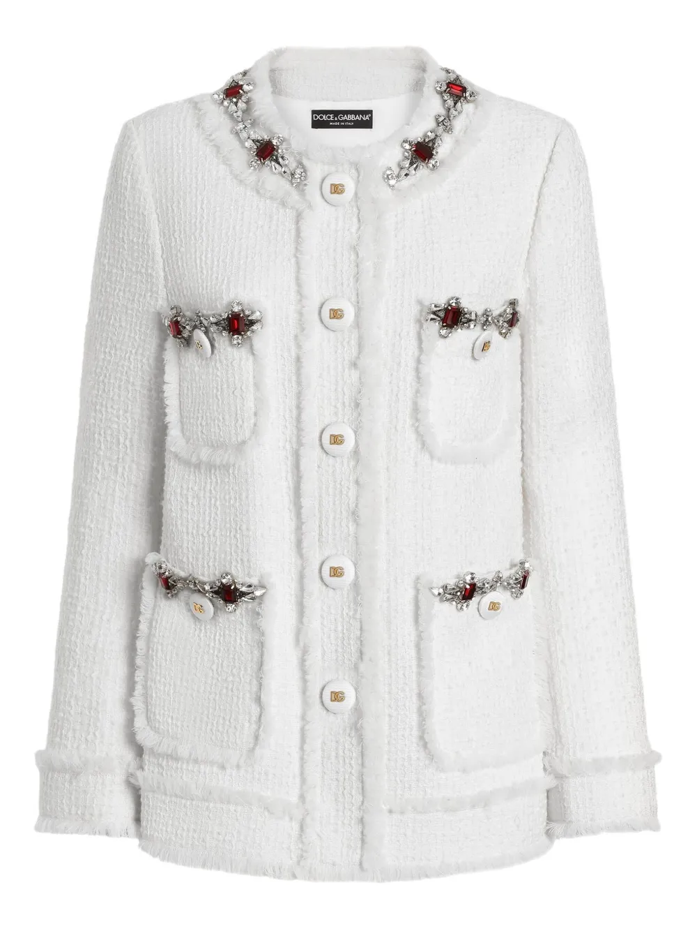Dolce & Gabbana DNA single-breasted tweed jacket | White | Image 1