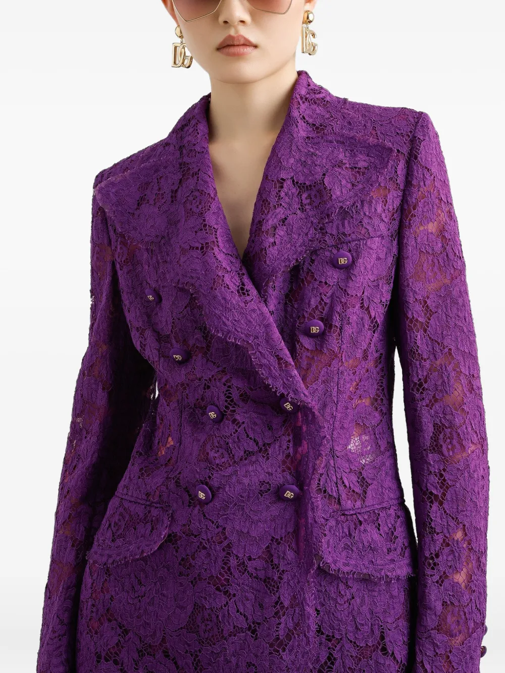 Dolce & Gabbana DNA blazer met kanten detail Paars