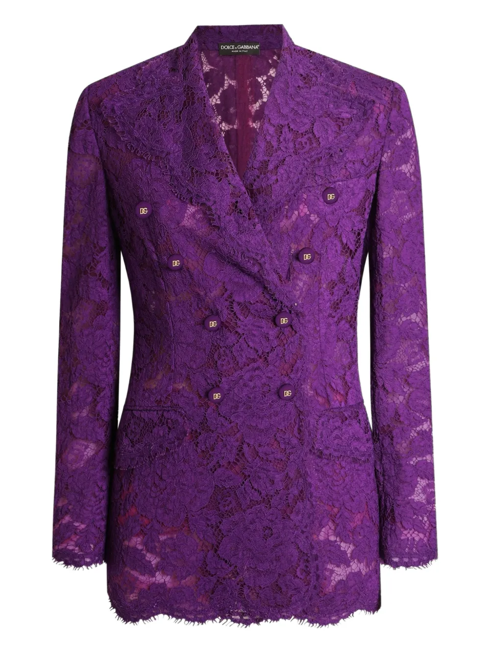 Dolce & Gabbana Lace-detailing Blazer In Purple