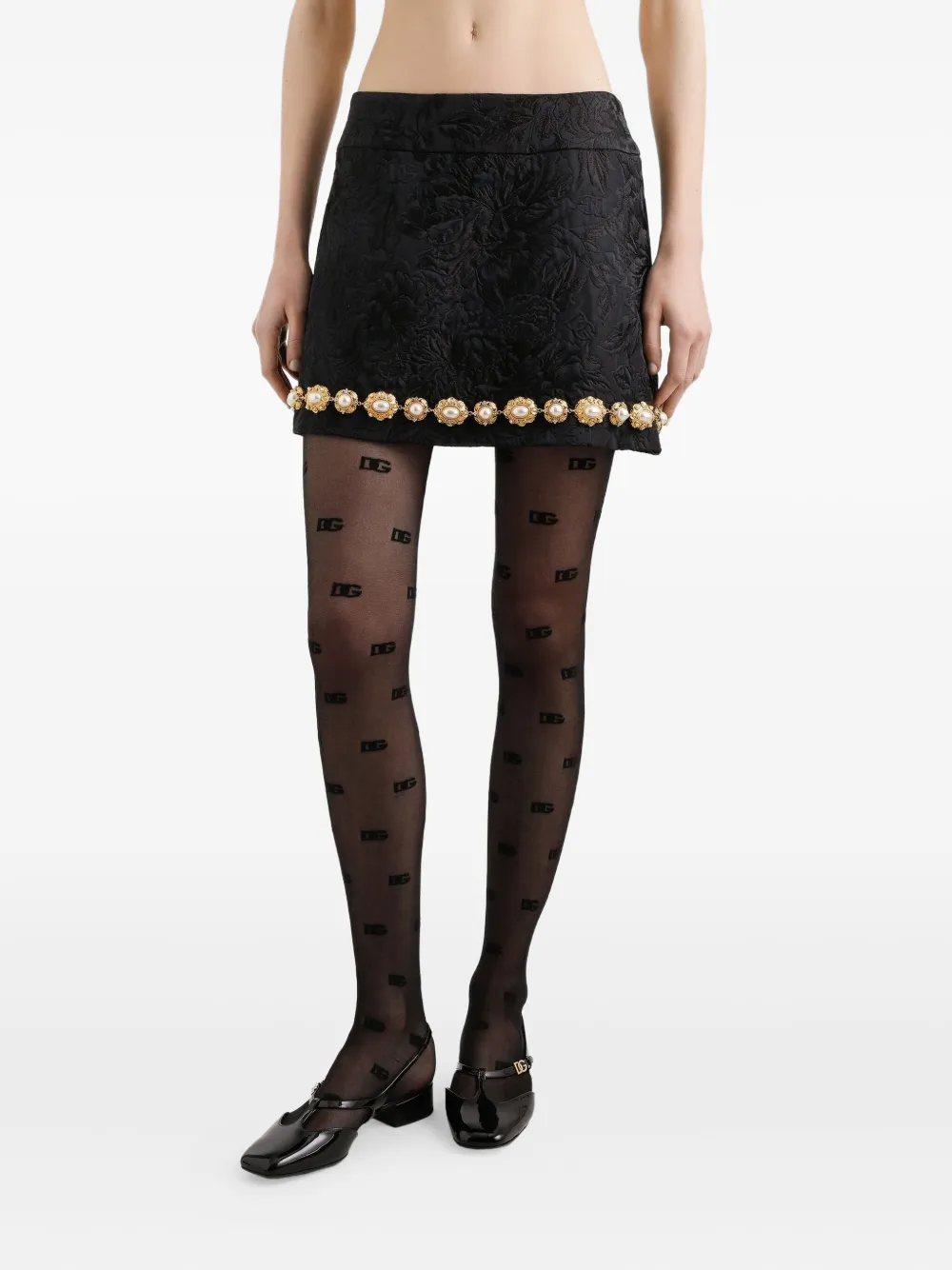 Dolce & Gabbana Mini-rok met pareldetail Zwart