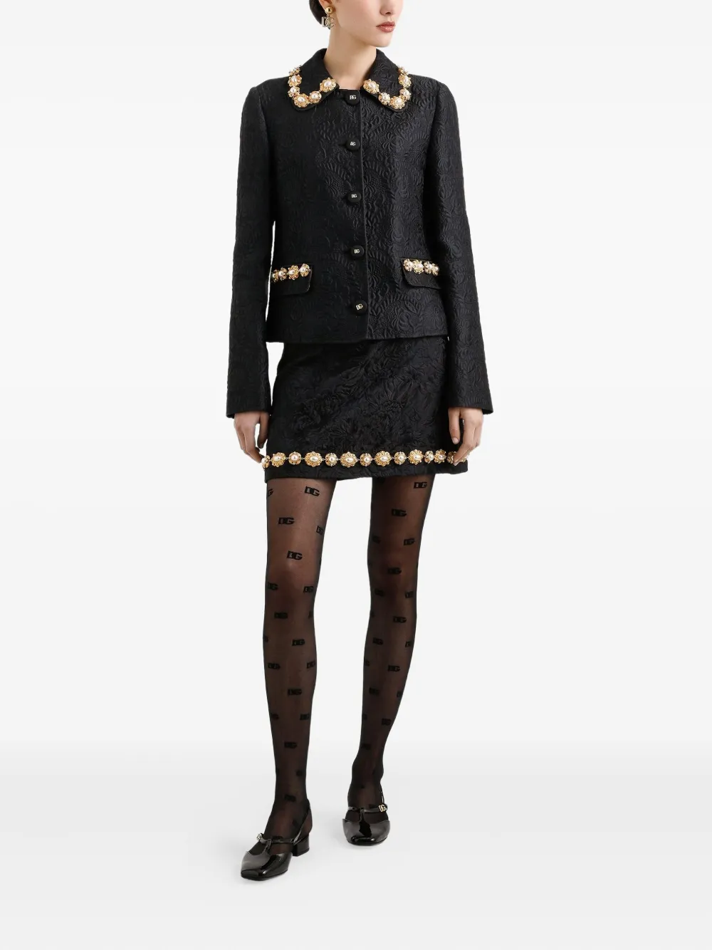 Dolce & Gabbana Mini-rok met pareldetail Zwart