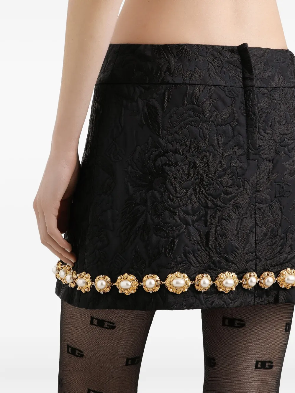 Dolce & Gabbana Mini-rok met pareldetail Zwart