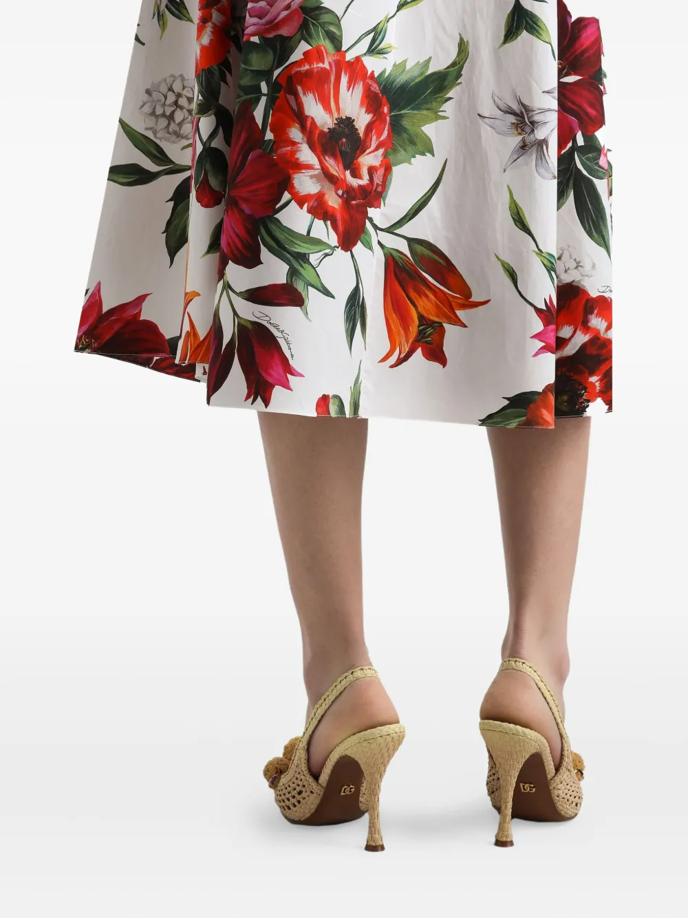 floral-print midi skirt
