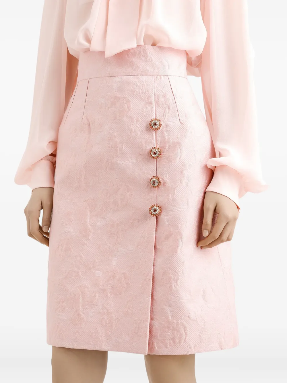 Dolce & Gabbana Rok verfraaid met knopen en jacquard Roze