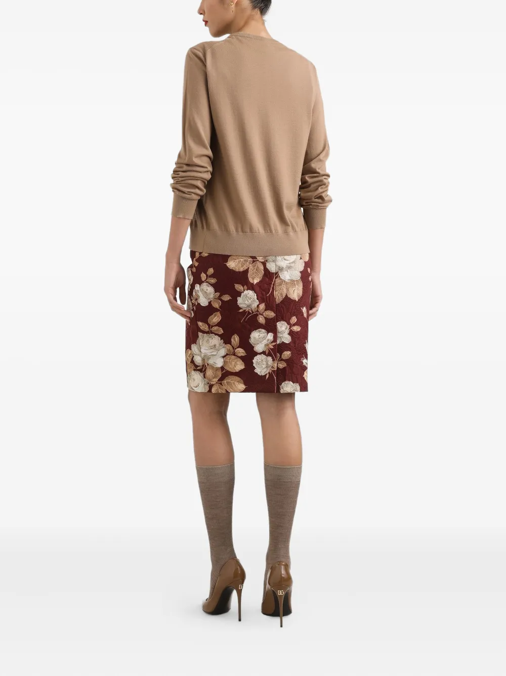 Dolce & Gabbana Midi-kokerrok met rozenprint Rood