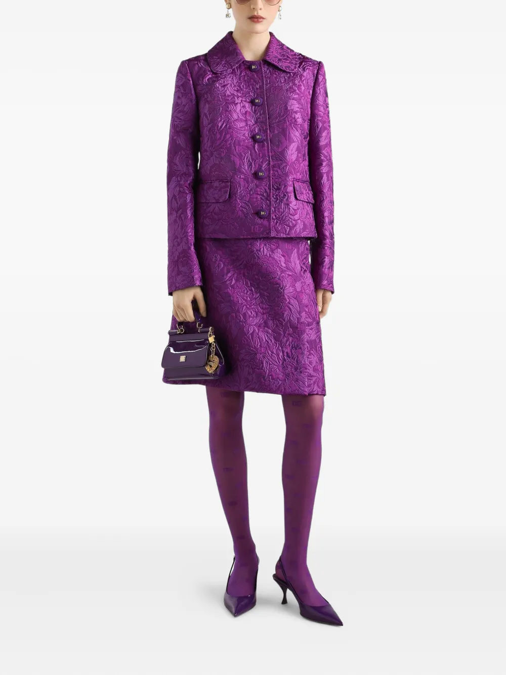 Dolce & Gabbana Jacquard Mini Skirt In Purple