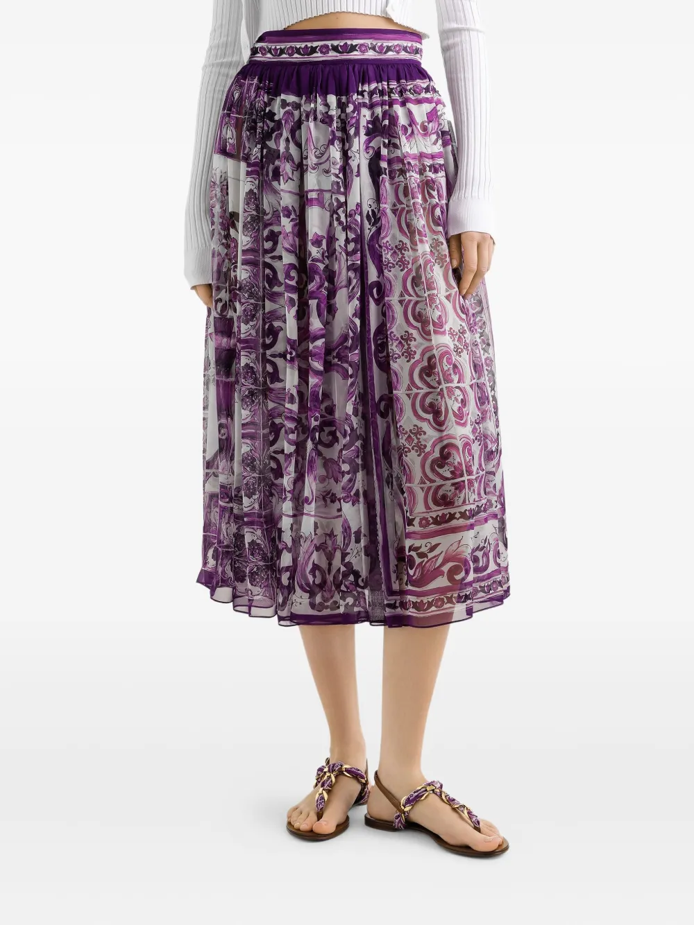 Dolce & Gabbana Zijden midi-rok Paars