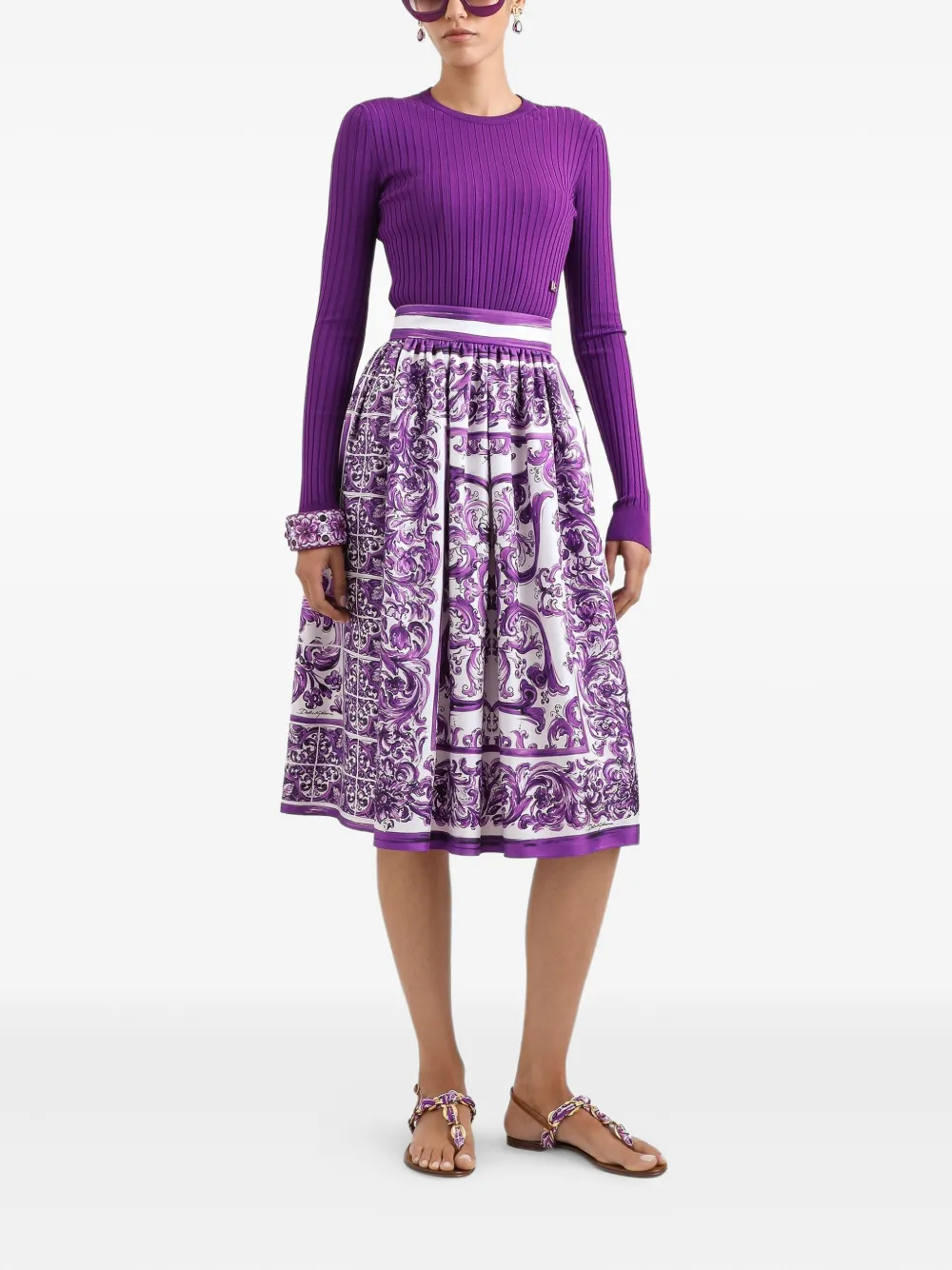 Dolce & Gabbana Zijden midi-rok Wit
