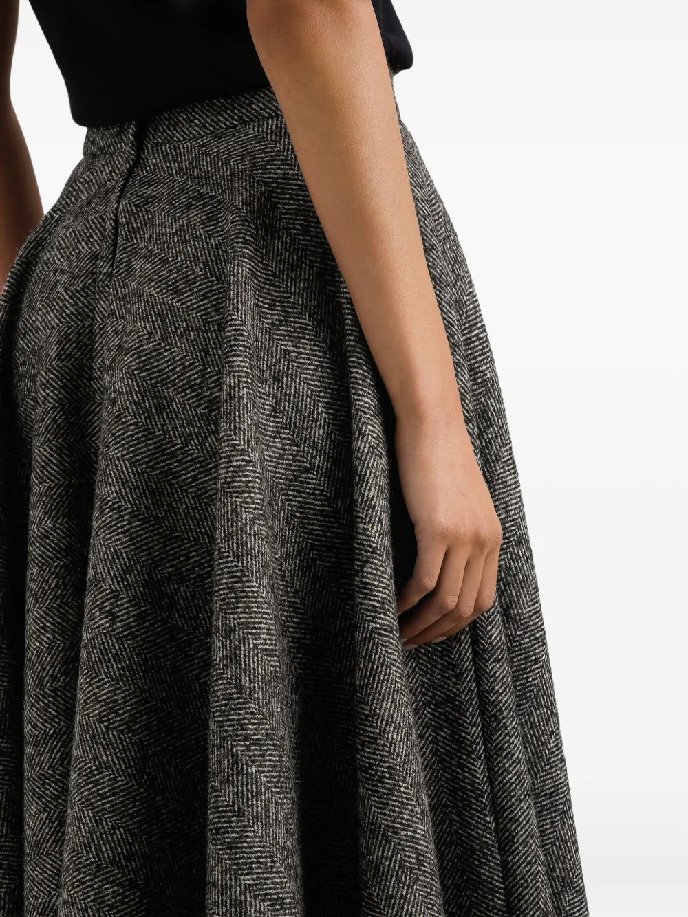 Dolce & Gabbana Flared midi-rok met visgraatpatroon Grijs