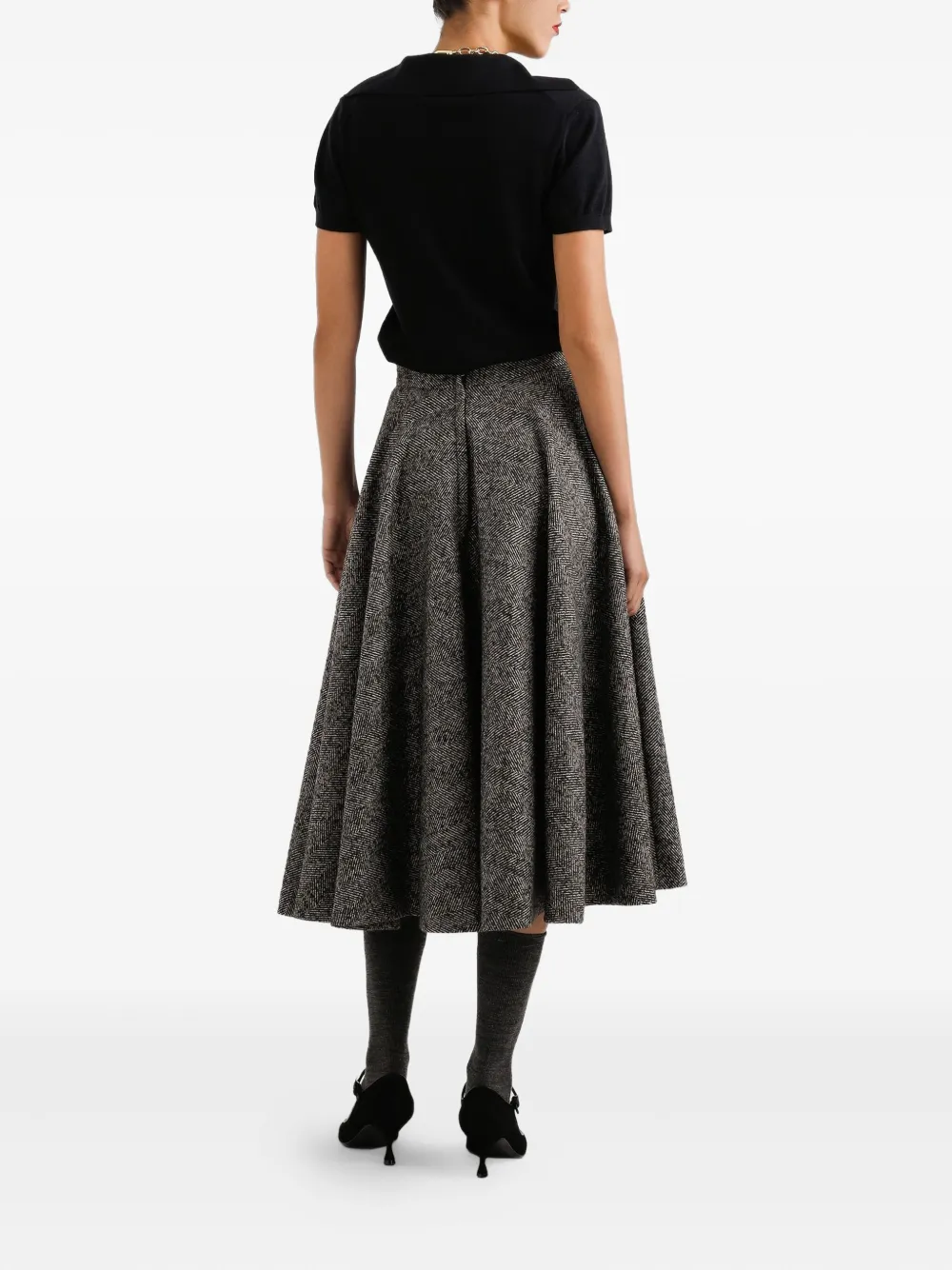 Dolce & Gabbana Flared midi-rok met visgraatpatroon Grijs