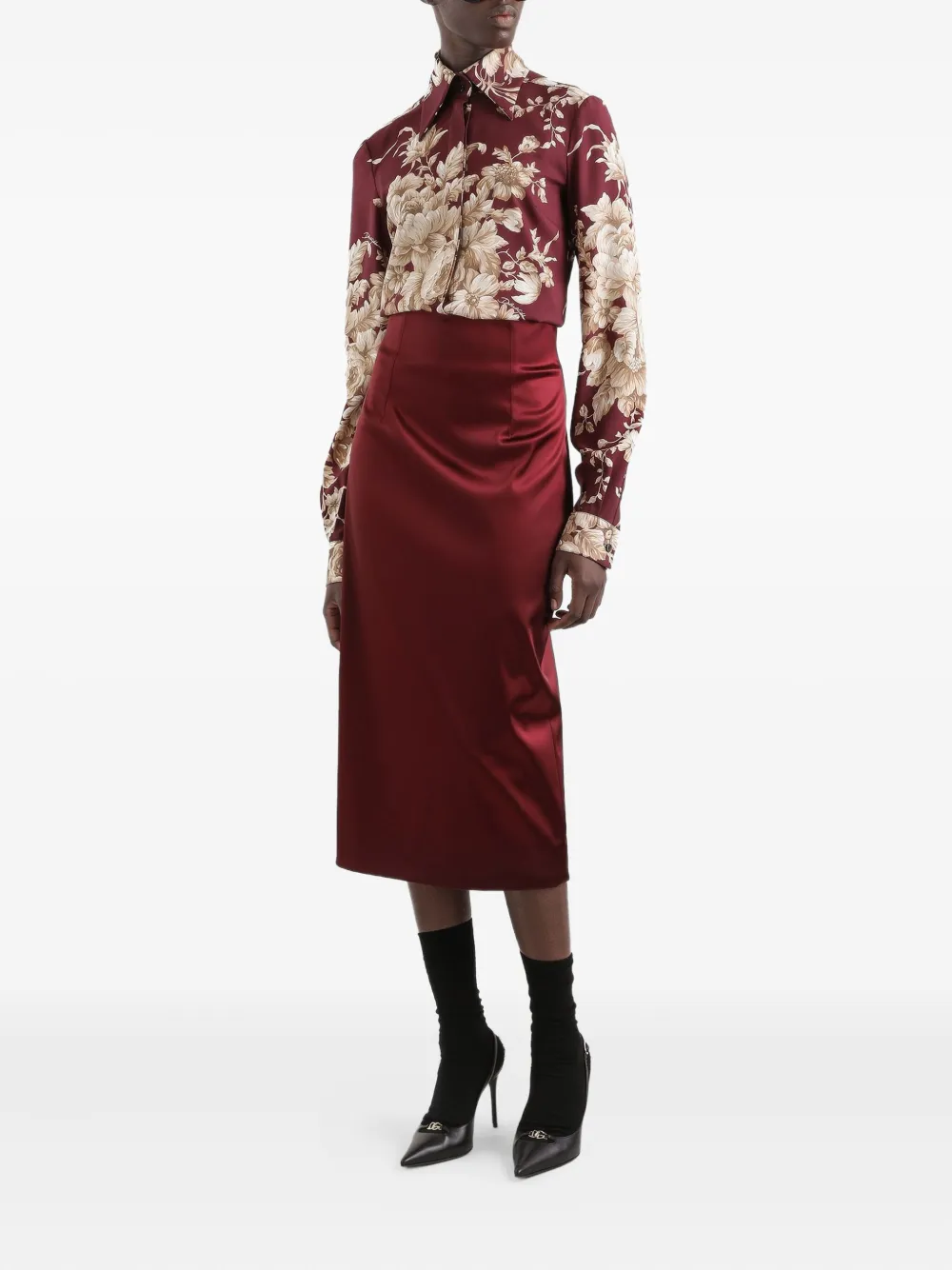 Dolce & Gabbana High waist midi-rok - Rood