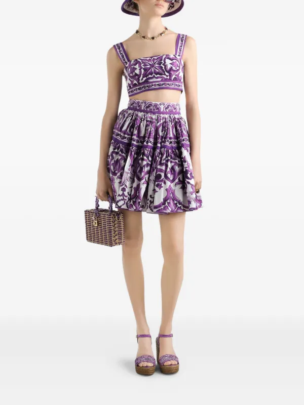Dolce & Gabbana Majolica-print Mini Skirt | Purple | FARFETCH