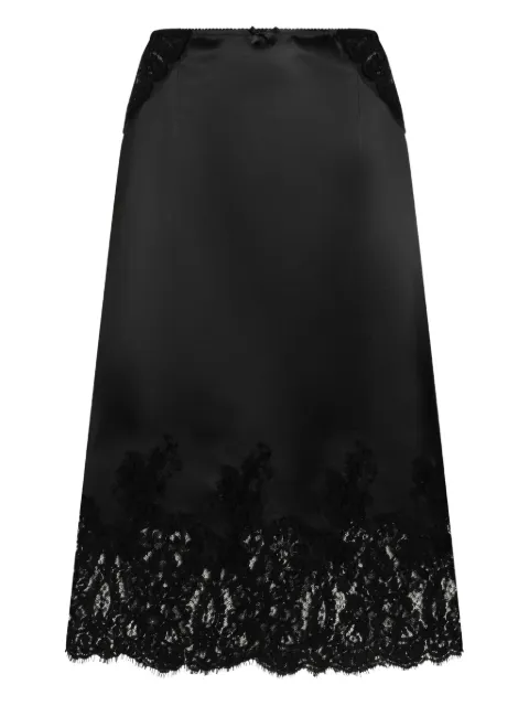 Dolce & Gabbana lace-trimmed satin midi skirt