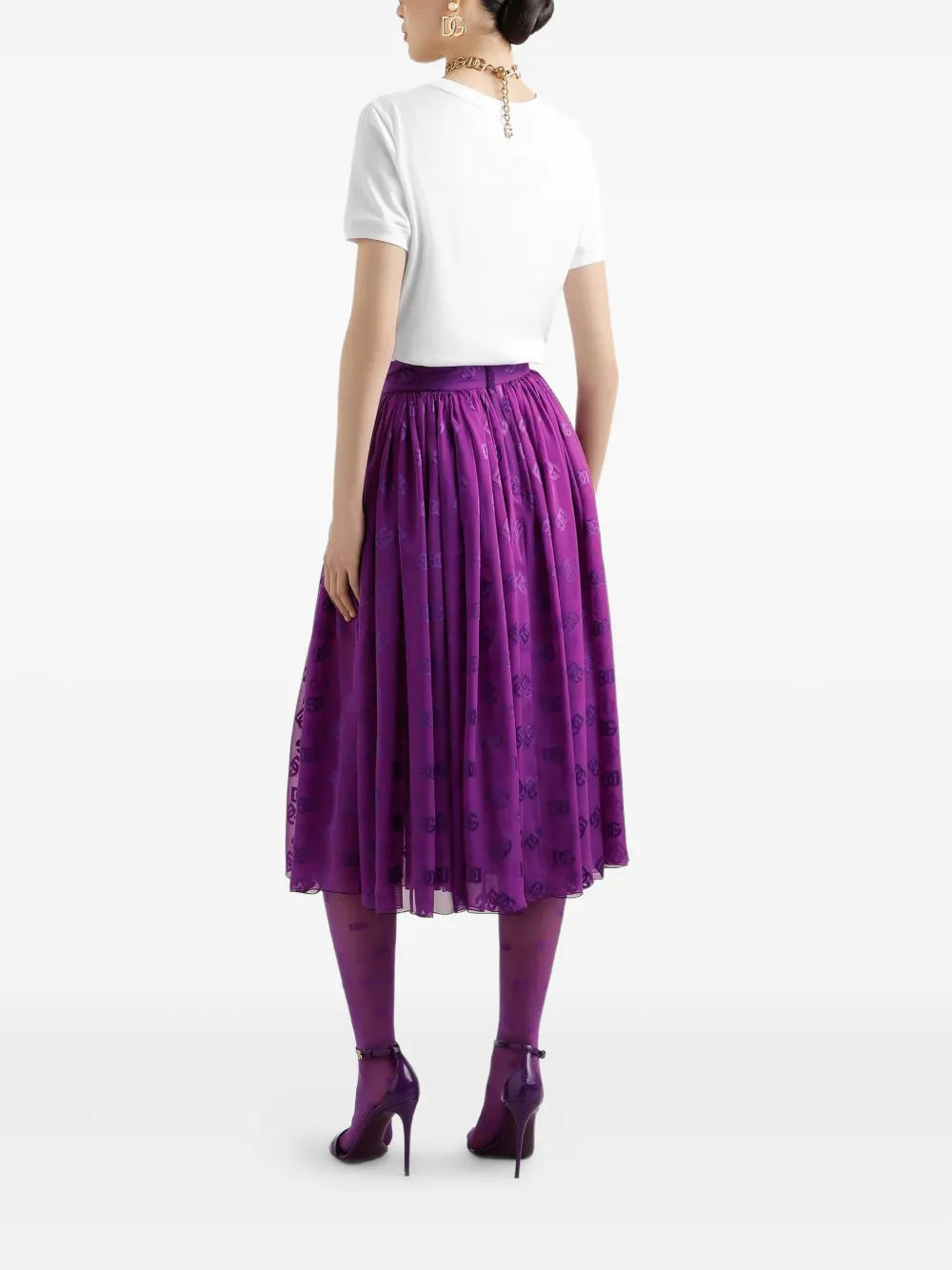 Dolce & Gabbana Midi-rok met logoprint Paars