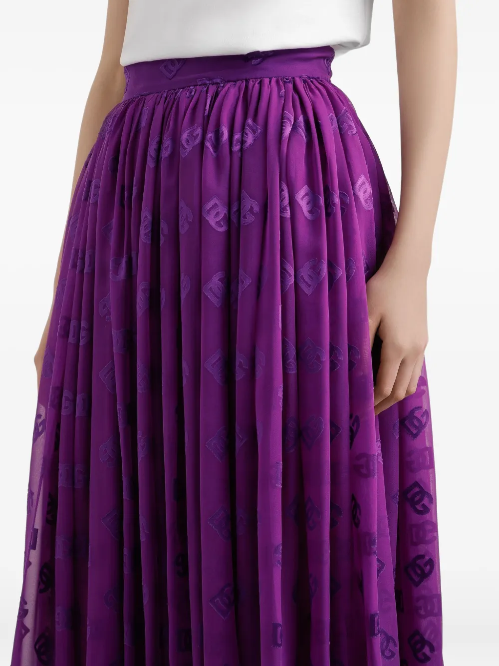 Dolce & Gabbana Midi-rok met logoprint Paars