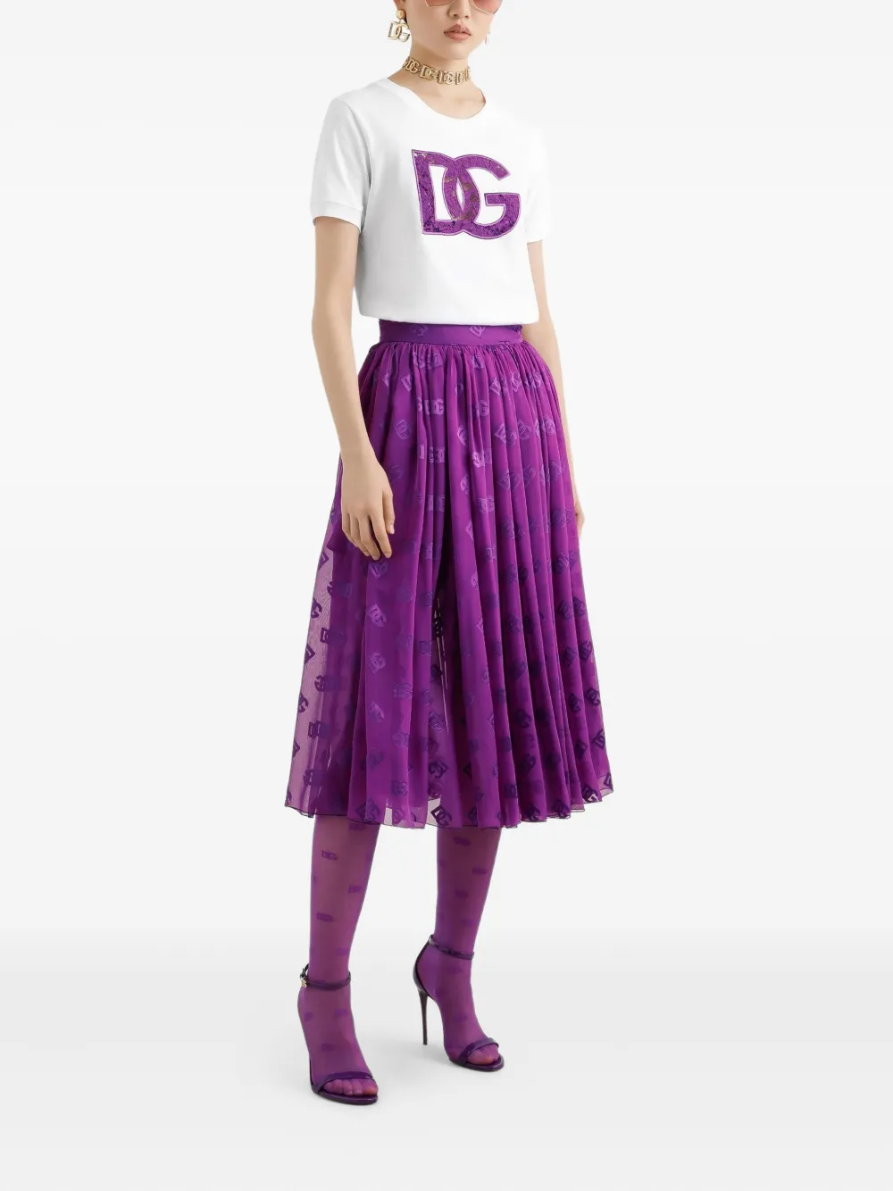 Dolce & Gabbana Midi-rok met logoprint Paars