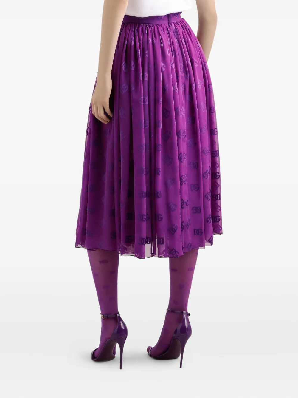 Dolce & Gabbana Midi-rok met logoprint Paars