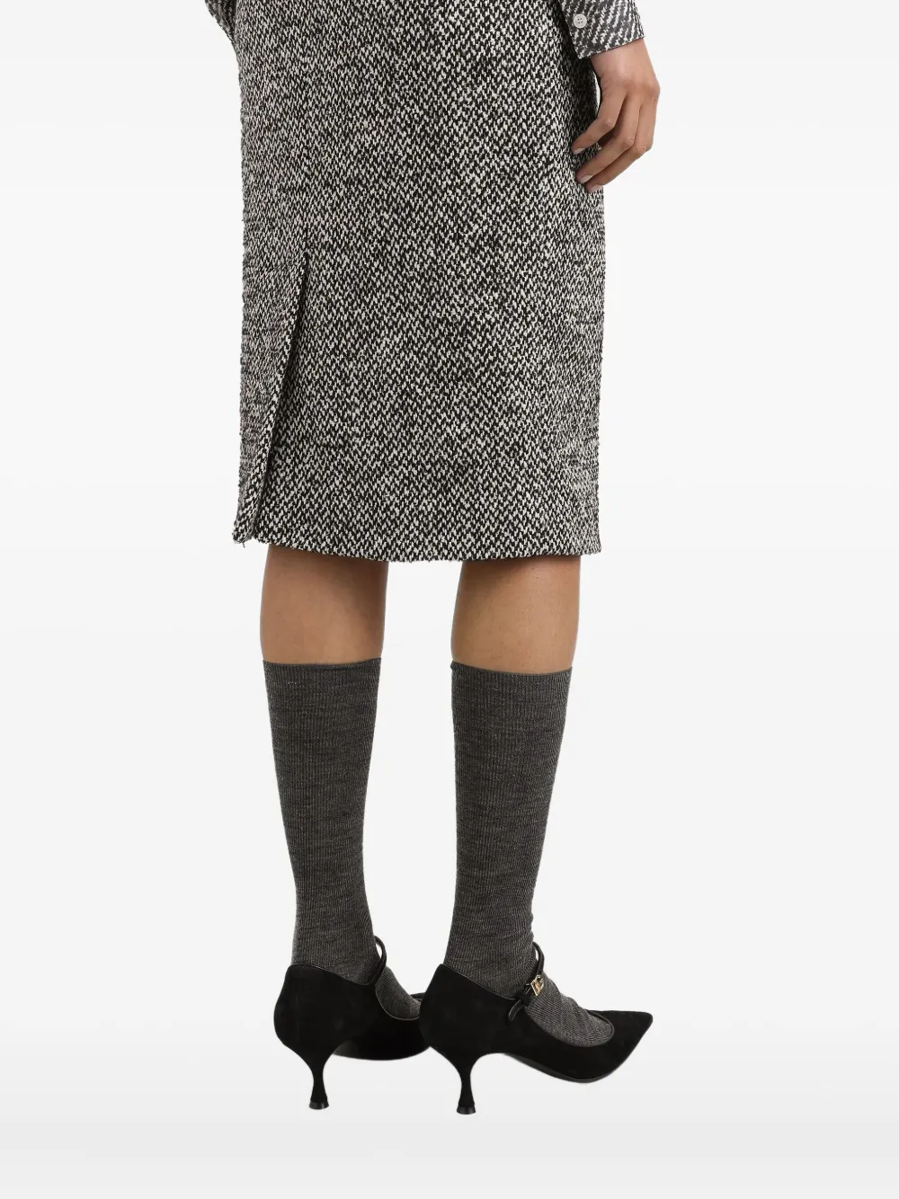 Dolce & Gabbana Tweed midi-kokerrok Zwart