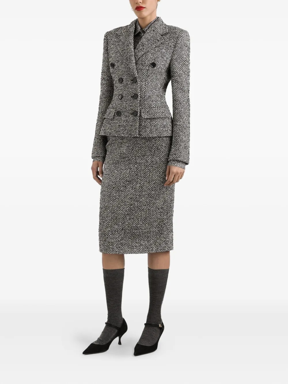 Dolce & Gabbana Tweed midi-kokerrok Zwart