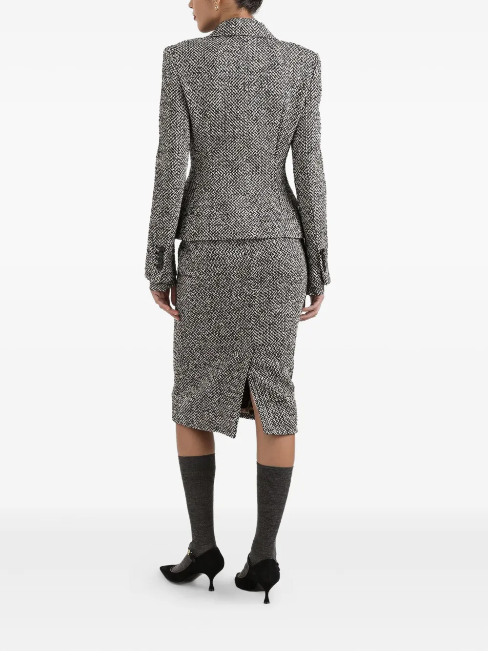 Dolce & Gabbana Tweed midi-kokerrok Zwart