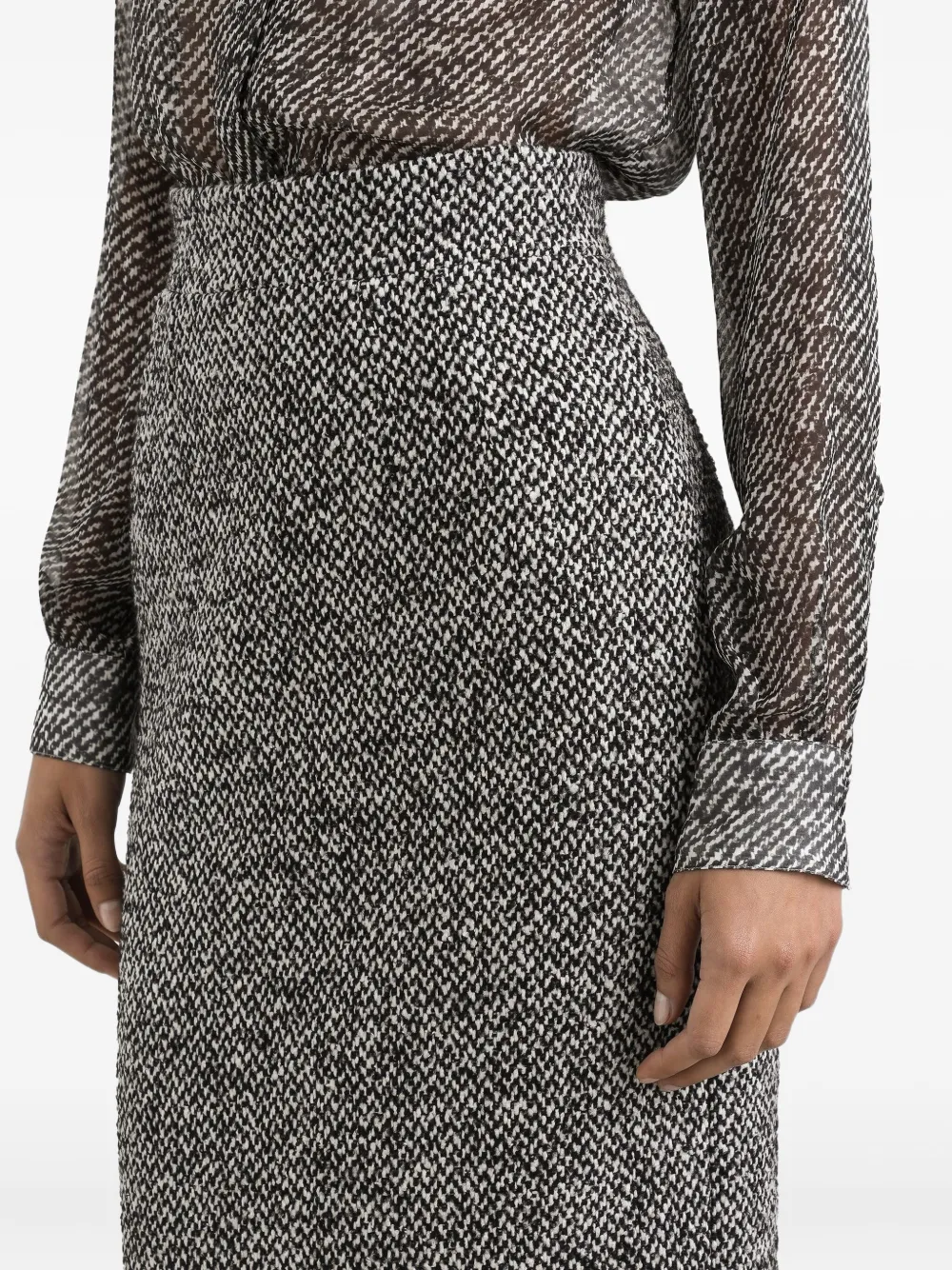 Dolce & Gabbana Tweed midi-kokerrok Zwart