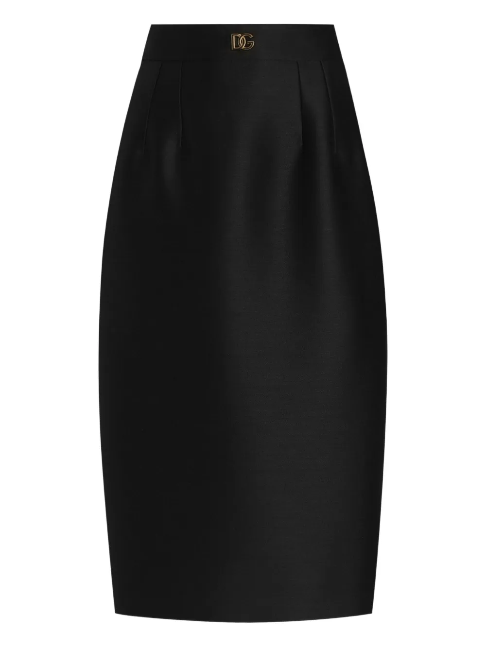 Dolce & Gabbana Logo-plaque Pencil Midi Skirt In Black
