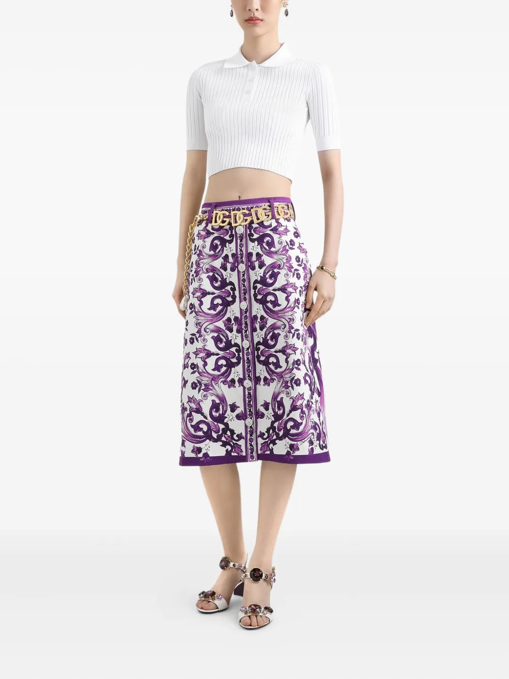 Dolce & Gabbana Midi-rok met print Wit
