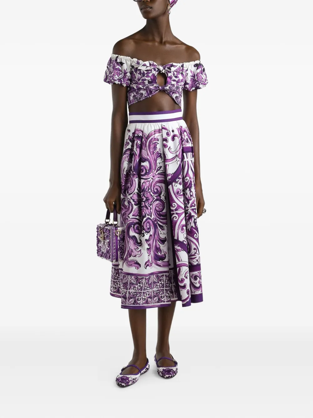 Dolce & Gabbana Midi-rok met Majolica-print - Wit