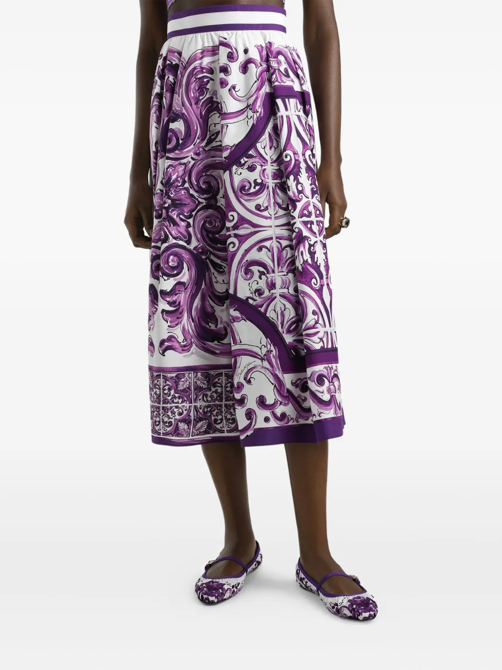 Shop Dolce & Gabbana Majolica-print Midi Skirt