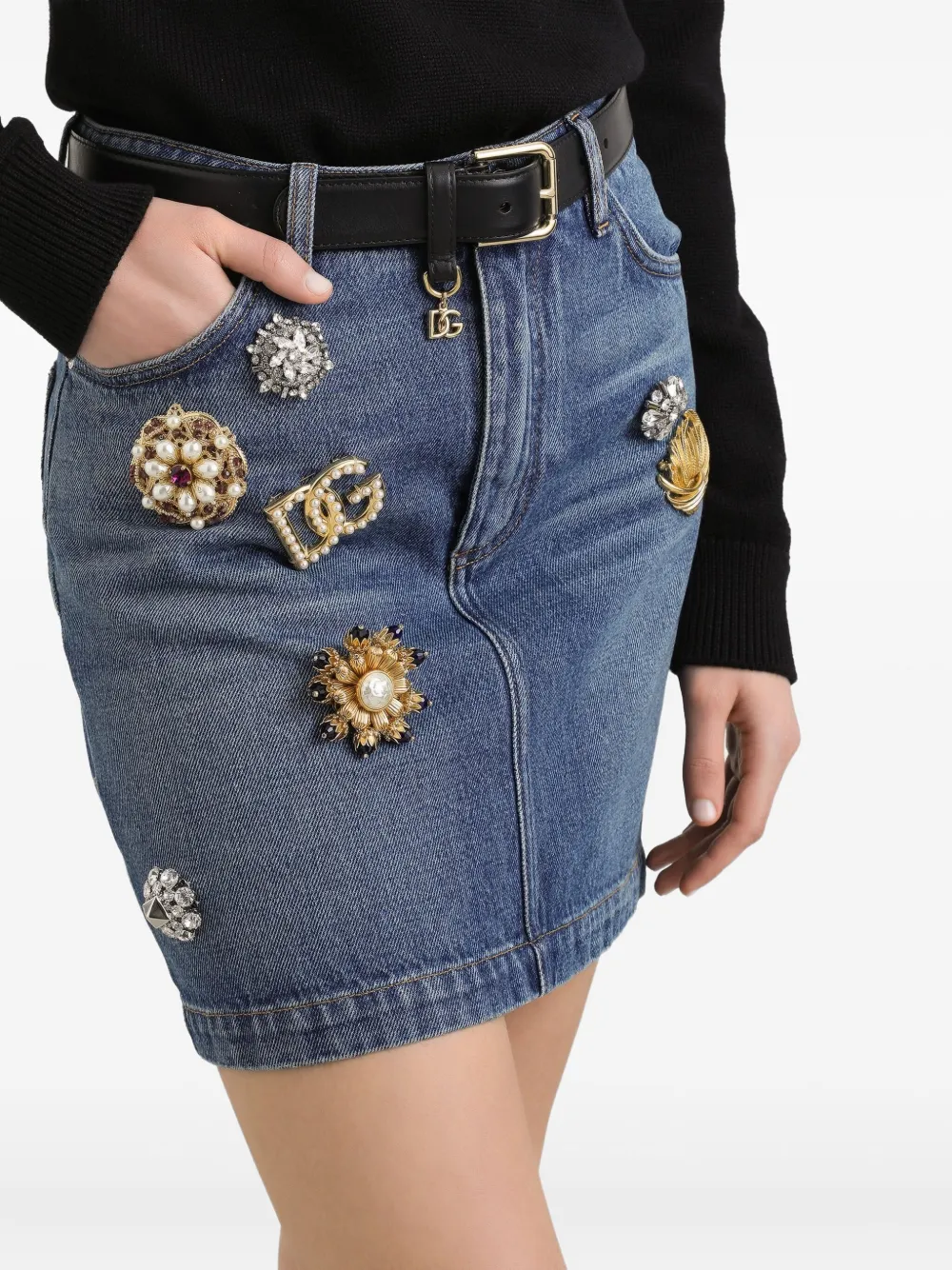 Dolce & Gabbana Denim midi-rok Blauw