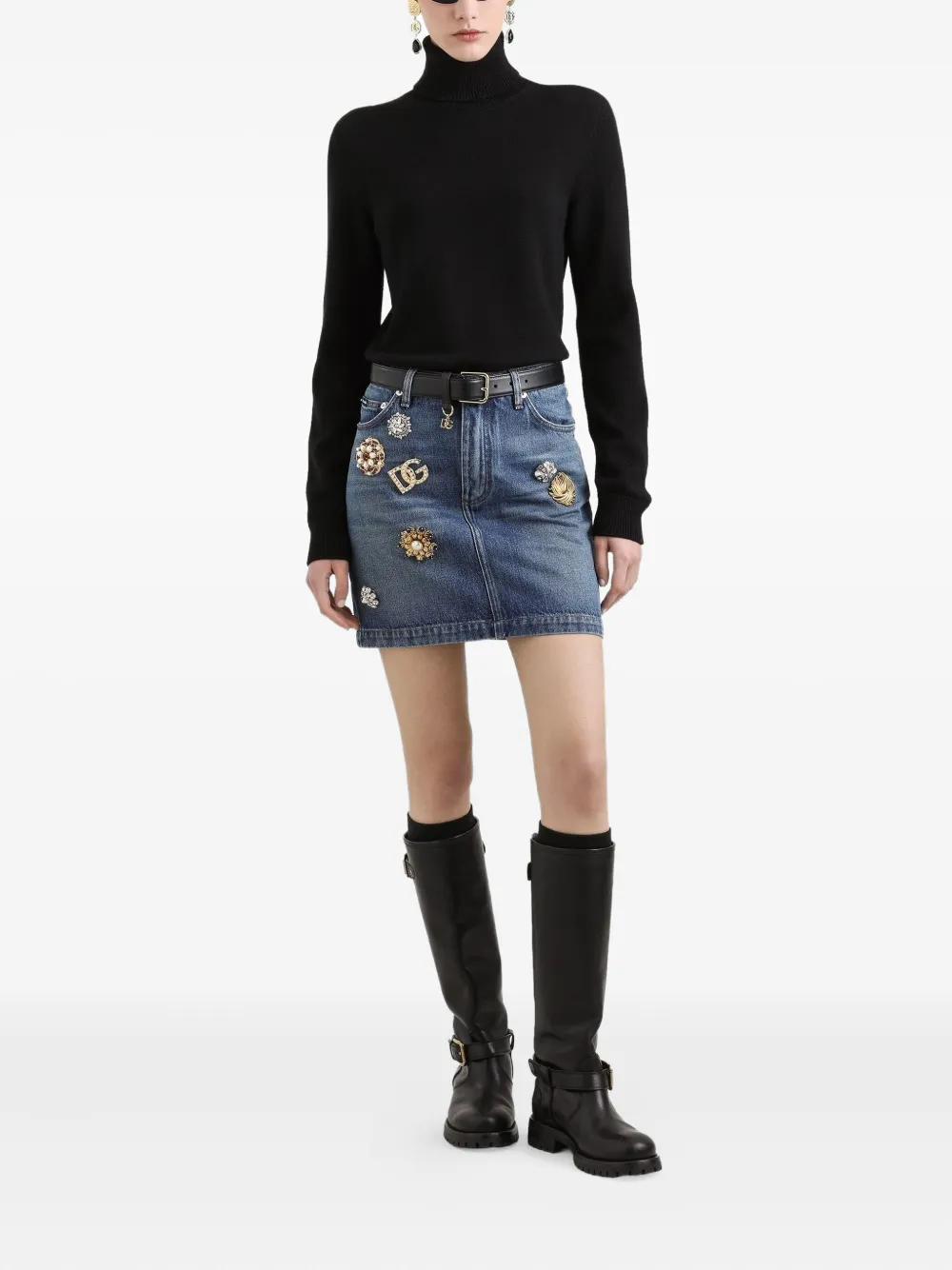 Dolce & Gabbana Denim midi-rok Blauw