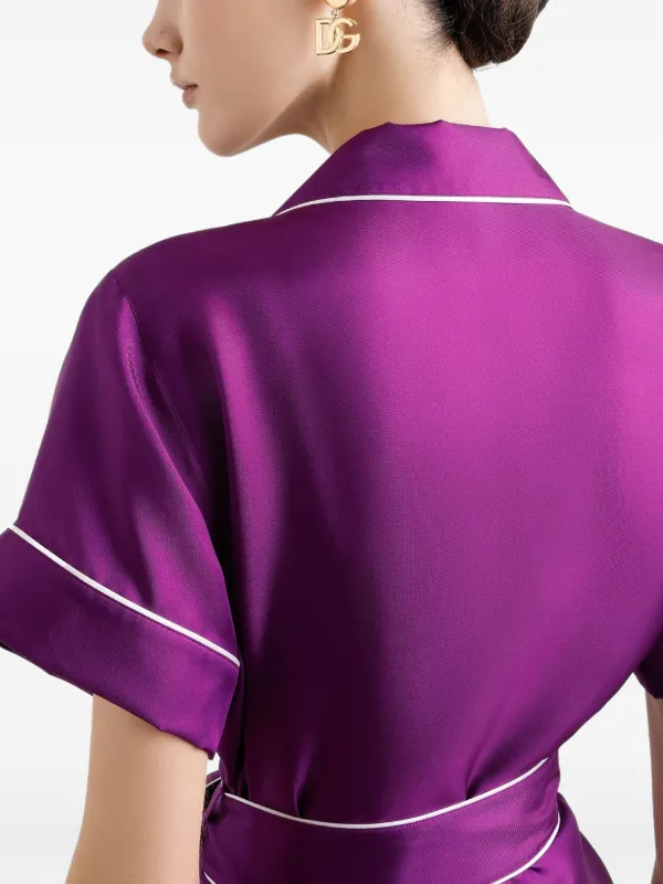 DOLCE&GABBANA シルク ドレープシャツ パープル サイズ40 Dolce & Gabbana Silk Shirt | Purple | FARFETCH
