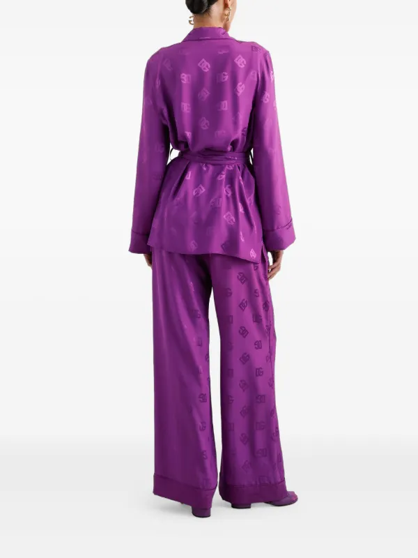 Dolce & Gabbana DG all-over Silk Jacquard Vanity Shirt | Purple