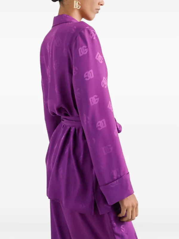 Dolce & Gabbana DG all-over Silk Jacquard Vanity Shirt | Purple