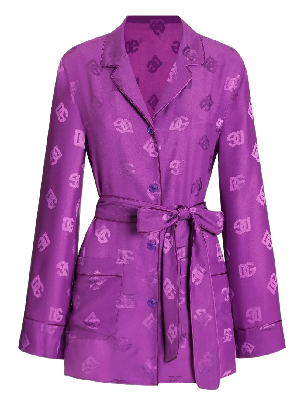 Dolce & Gabbana DNA blouse met logo-jacquard en ceintuur Paars