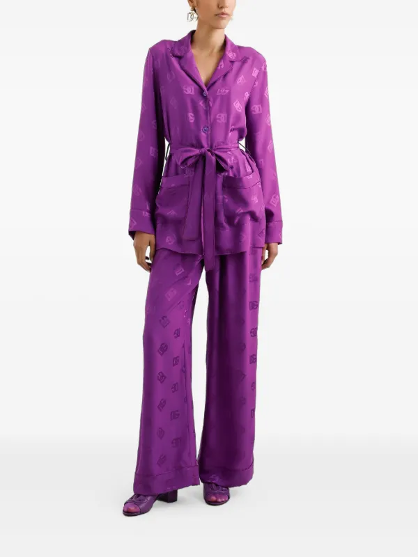 Dolce & Gabbana DG all-over Silk Jacquard Vanity Shirt | Purple