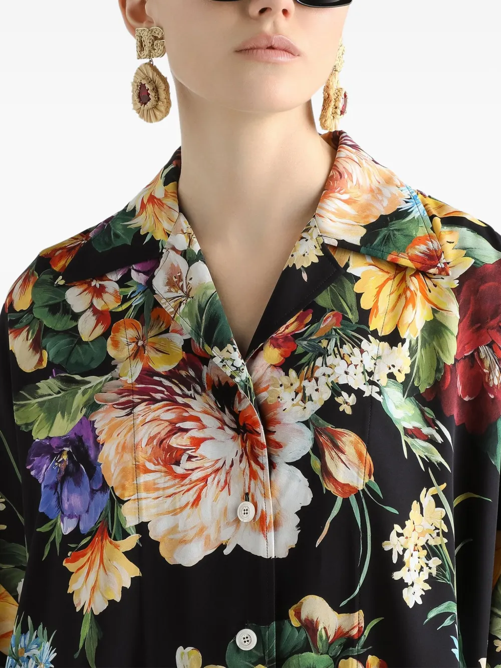 Dolce & Gabbana Blouse met bloemenprint Zwart