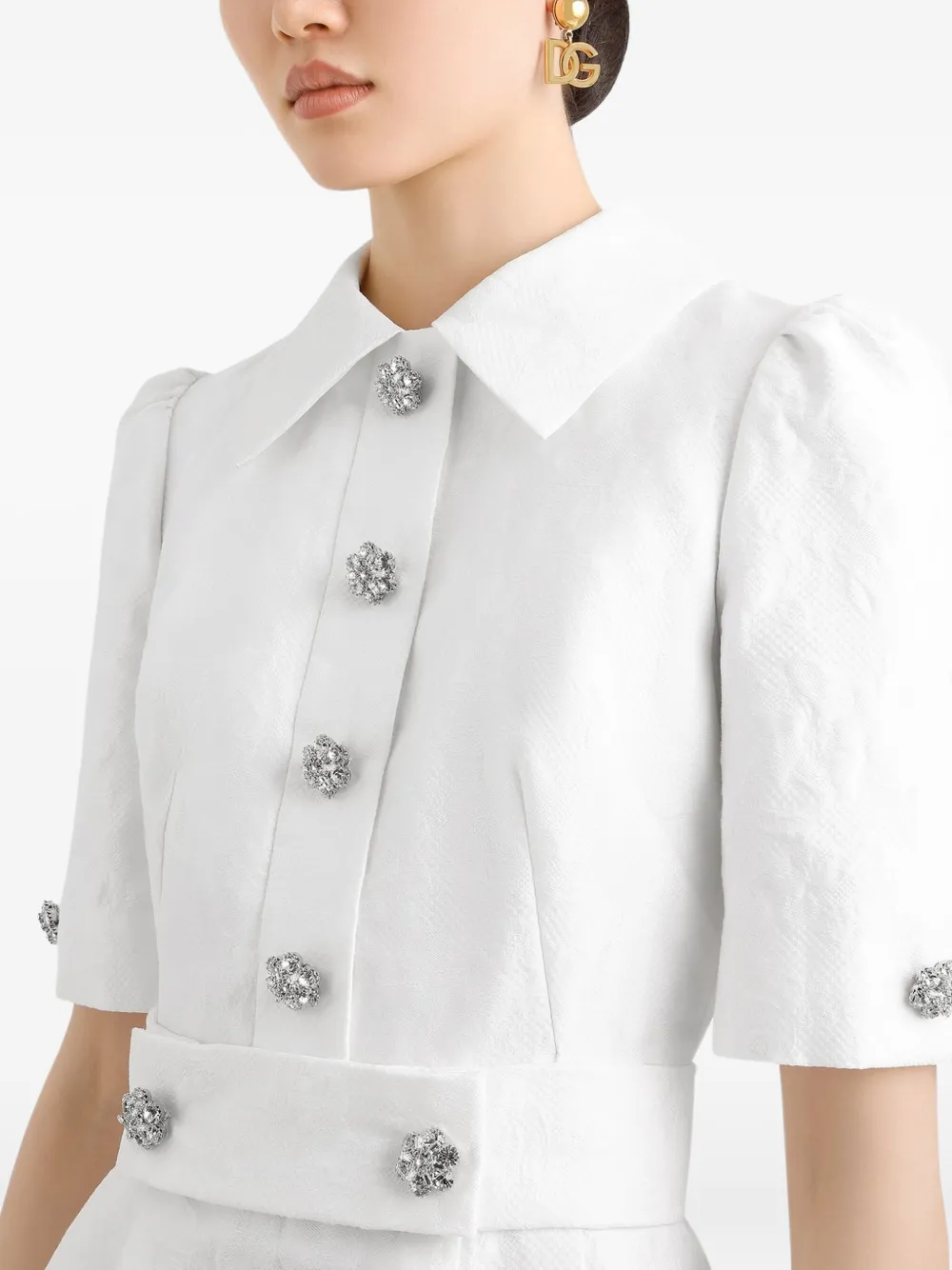 Dolce & Gabbana Midi-jurk verfraaid met knoop Wit