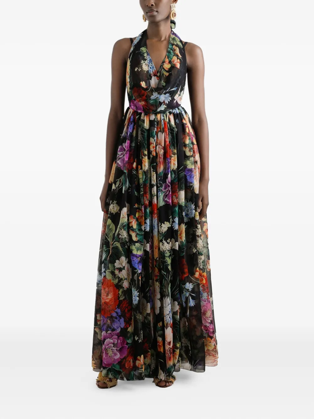Dolce & Gabbana Maxi-jurk met bloemenprint - Zwart