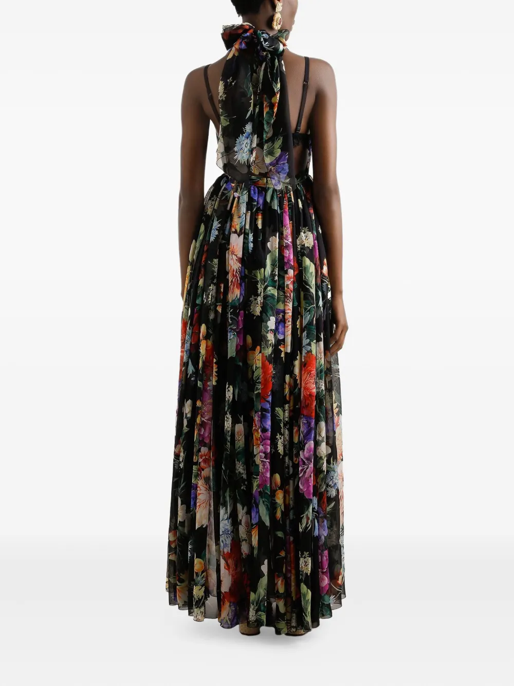 Dolce & Gabbana Maxi-jurk met bloemenprint Zwart