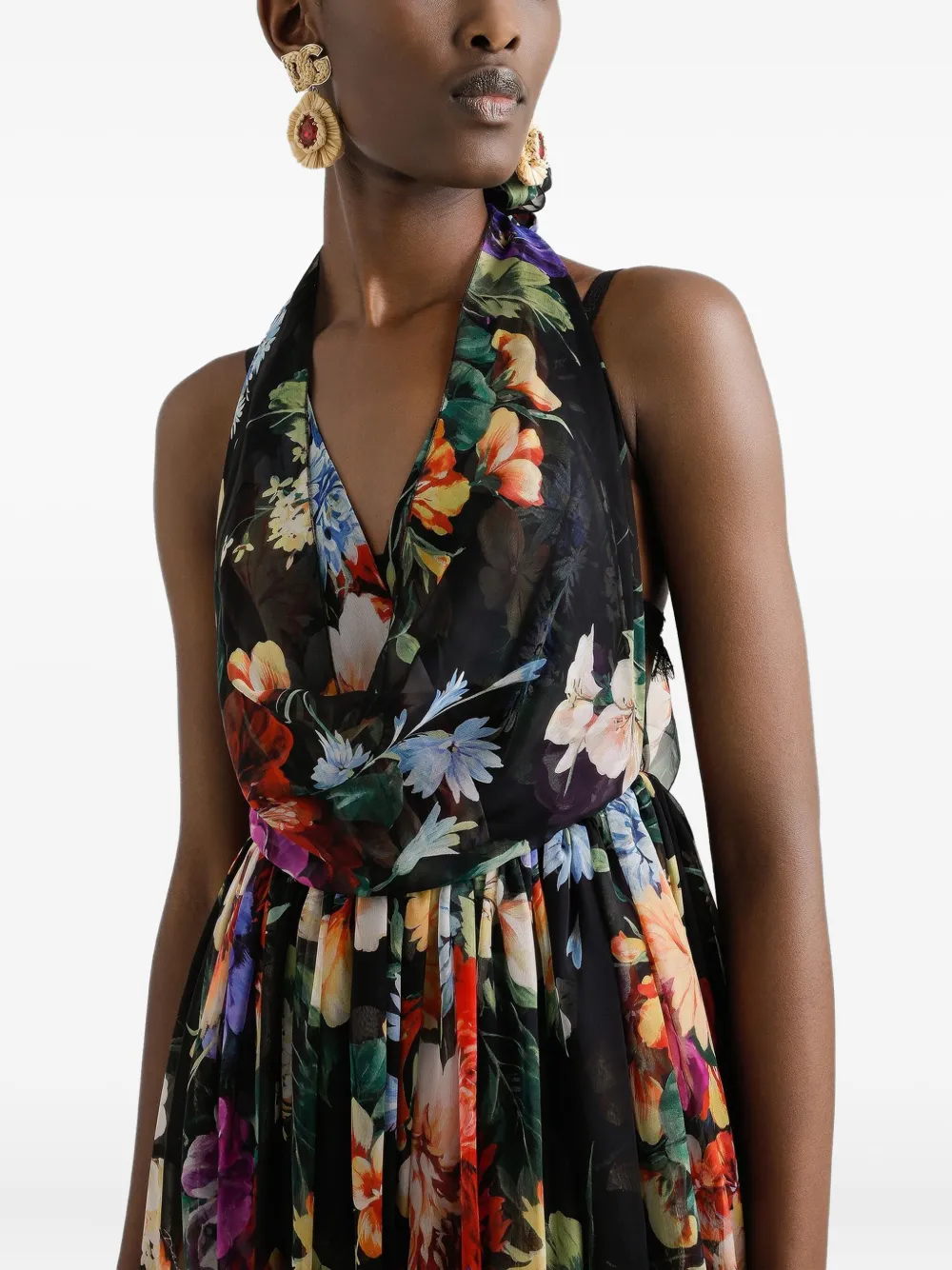 Dolce & Gabbana Maxi-jurk met bloemenprint Zwart