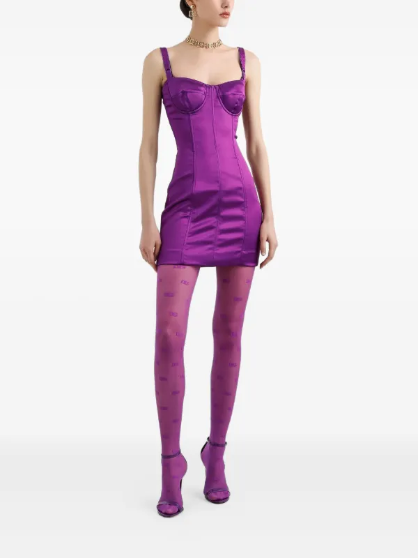Dolce & Gabbana DNA Satin Bustier Mini Dress | Purple