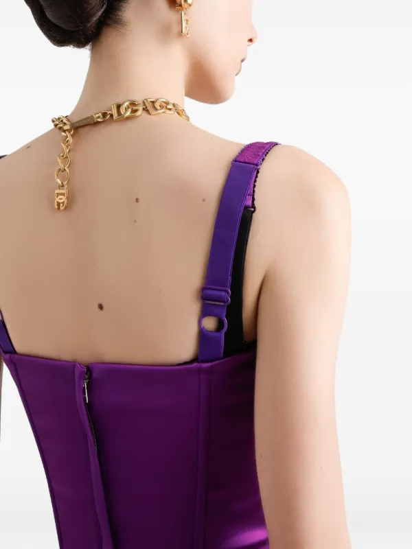 Dolce & Gabbana DNA Satin Bustier Mini Dress | Purple