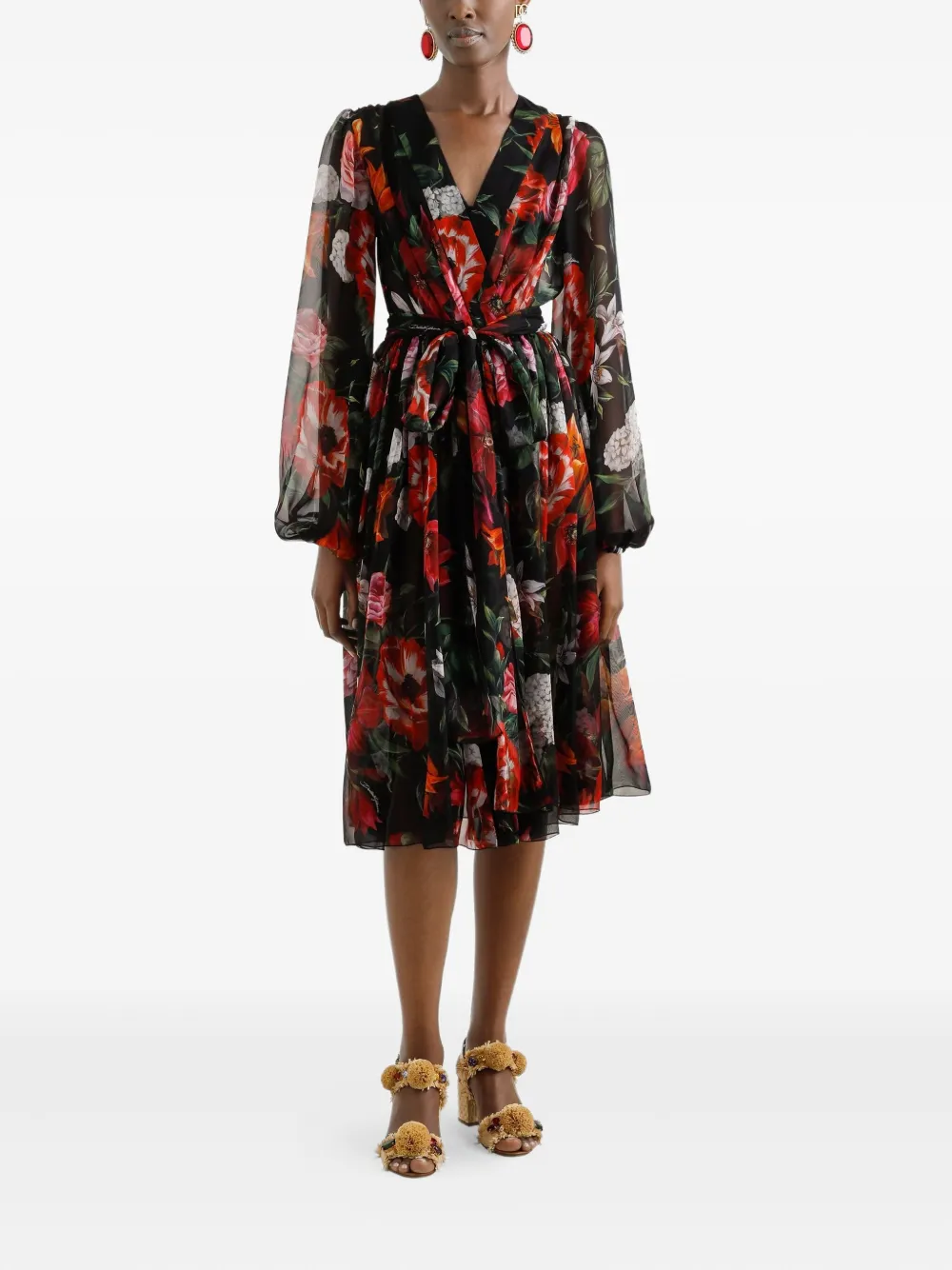 Dolce & Gabbana Zijden midi-jurk - Zwart