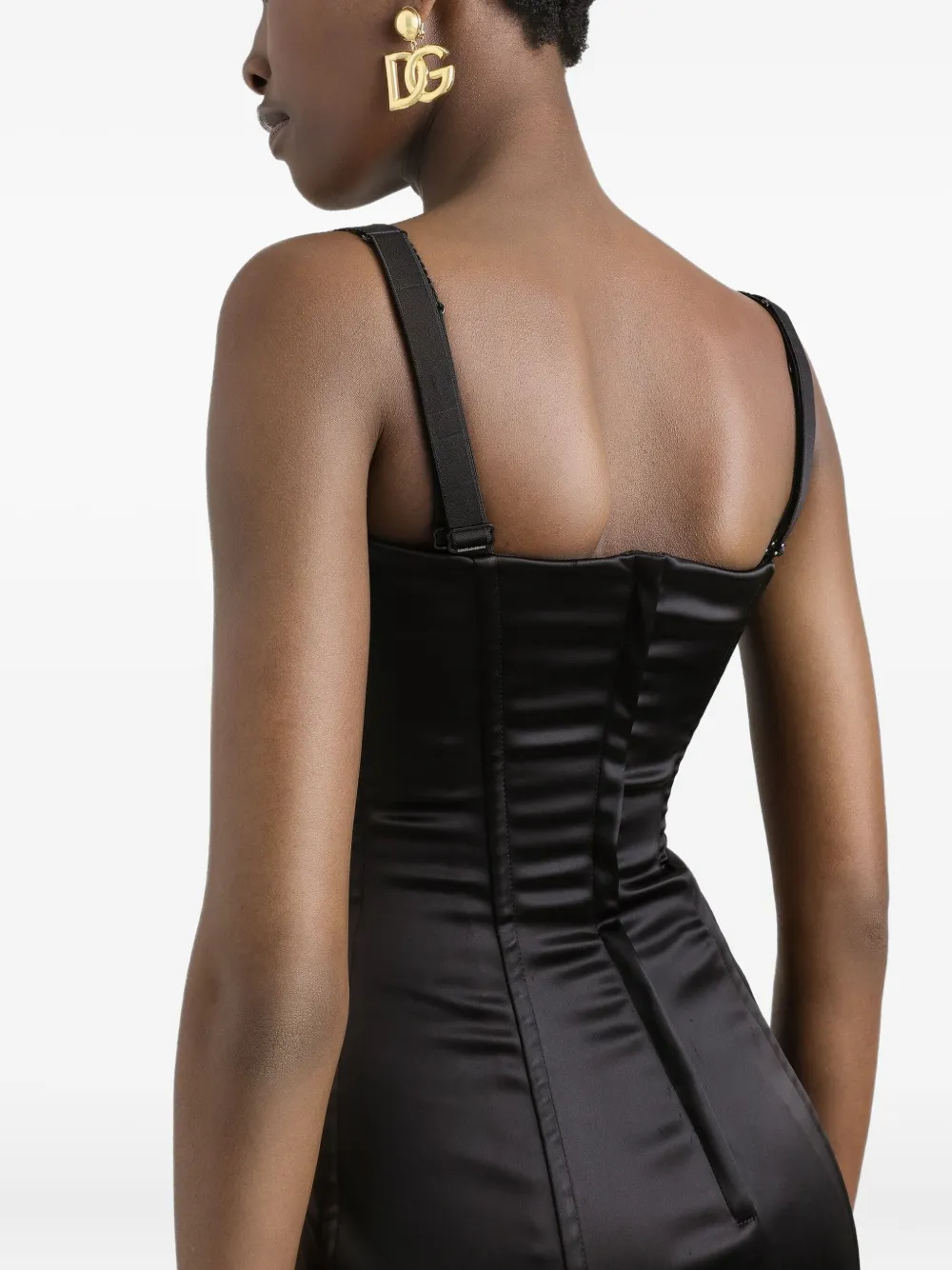 Dolce & Gabbana Satijnen midi-jurk Zwart