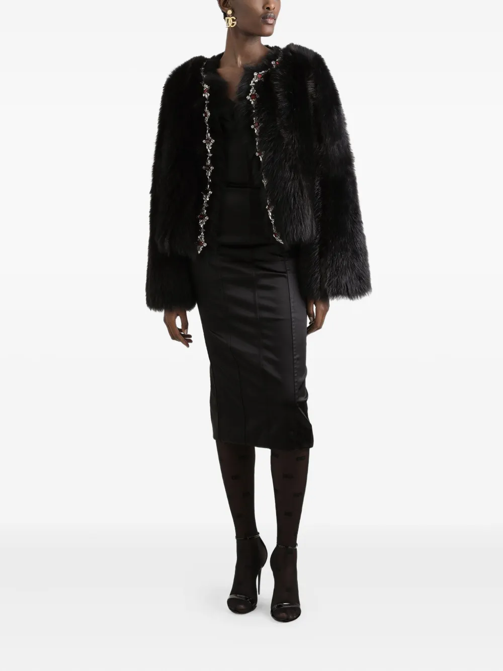 Dolce & Gabbana Satijnen midi-jurk Zwart