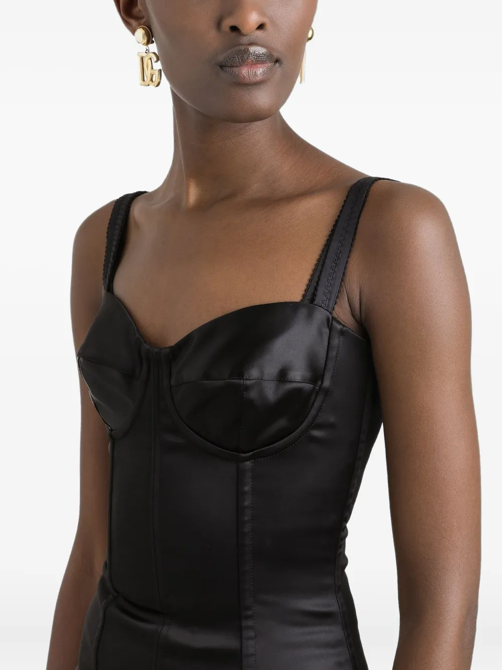 Dolce & Gabbana Satijnen midi-jurk Zwart