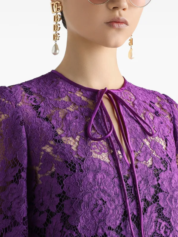 open lace back dress Dolce & Gabbana // Purple Floral Lace Dress  VSP Consignment