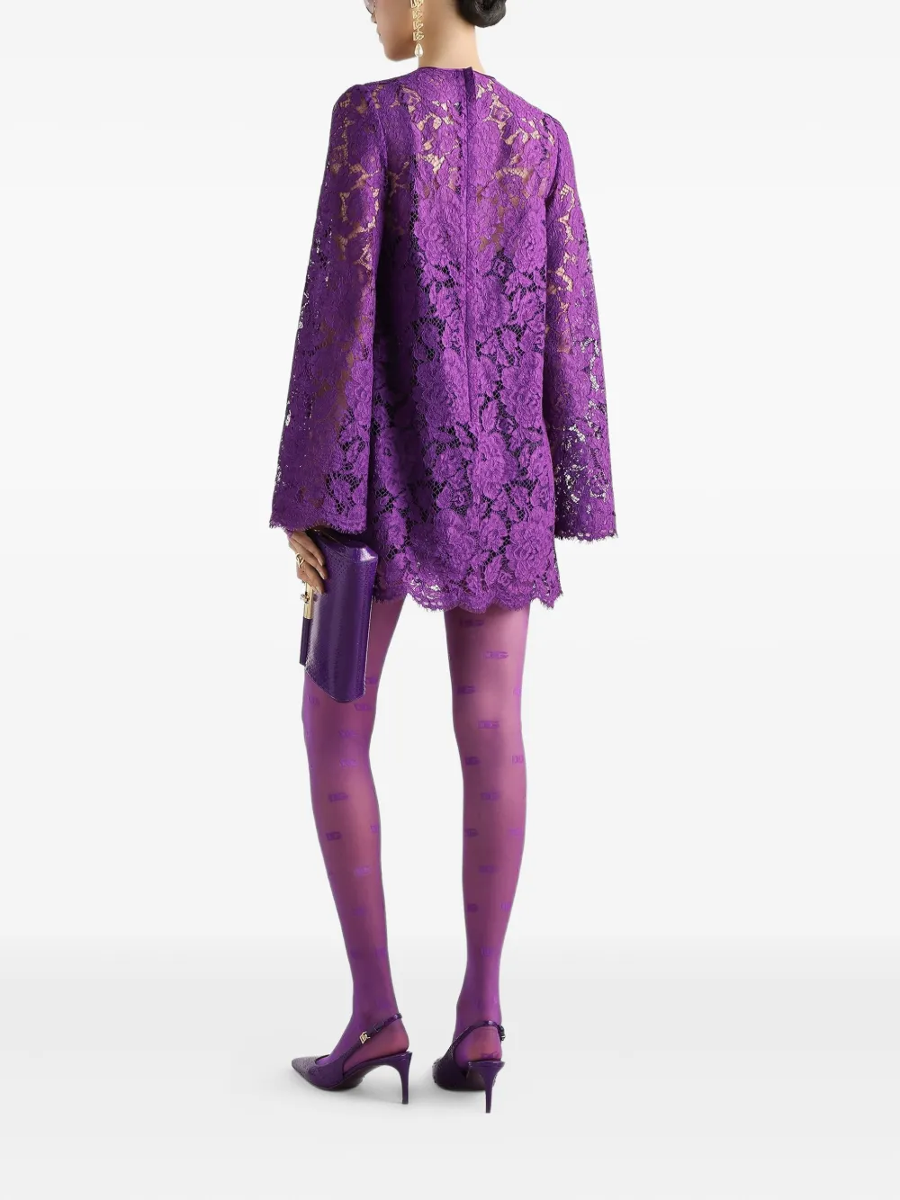 Dolce & Gabbana Cordonetto jurk met kant Paars